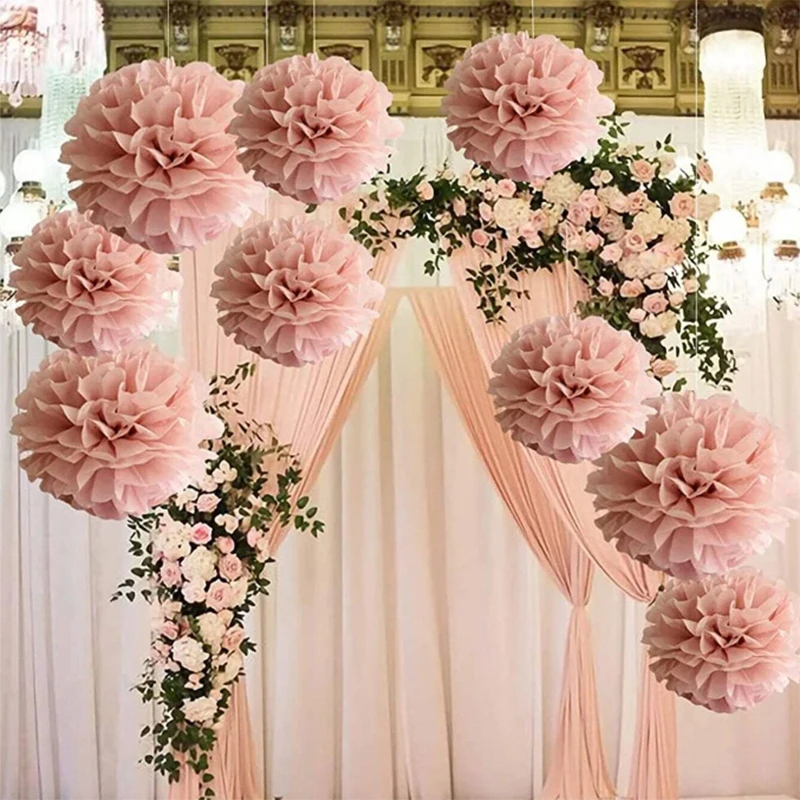 9 stücke rosa Papier blumen ball, Hintergrund dekoration für Hochzeits braut geschenk party, Geburtstags-Singles-Party
