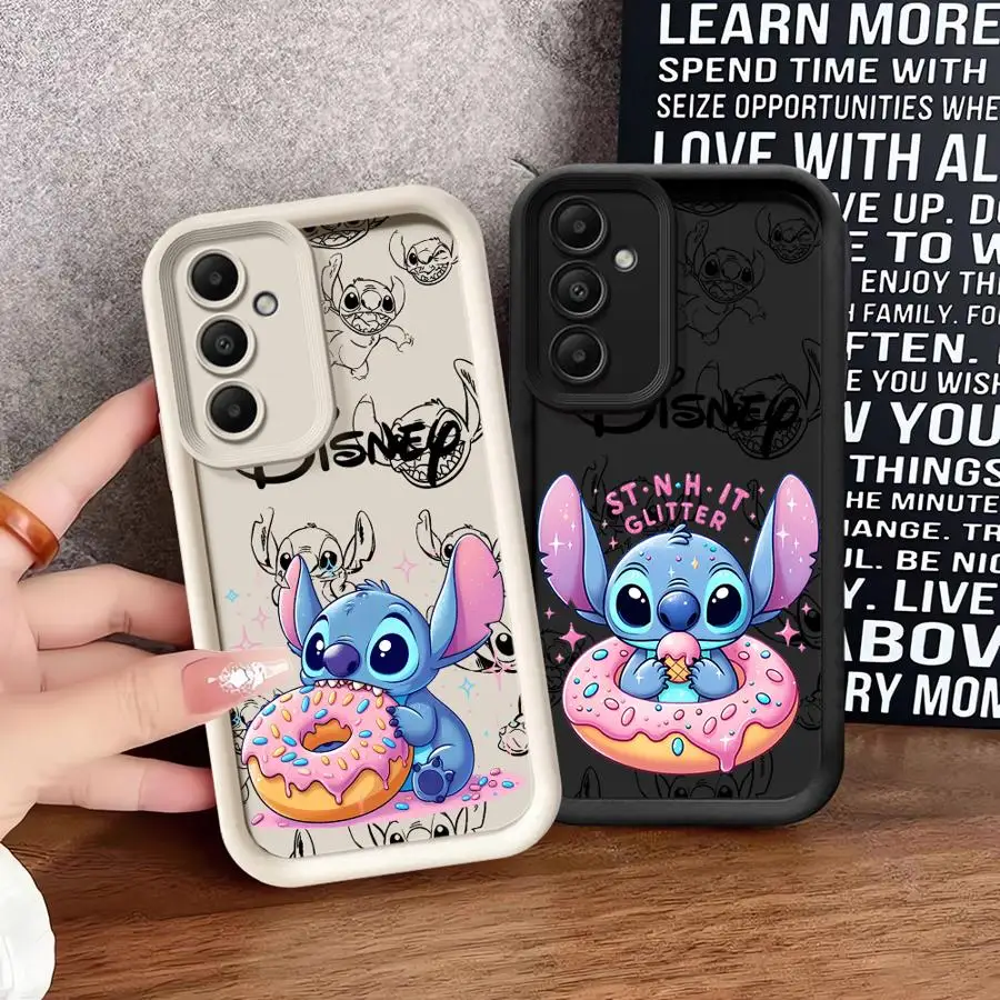 

Чехол для телефона Samsung Galaxy A54 A52 A14 A53 A12 A13 A23 A71 A34 A51 A33 A32 A15 Противоударный чехол Disney Lovely Stitch Donut