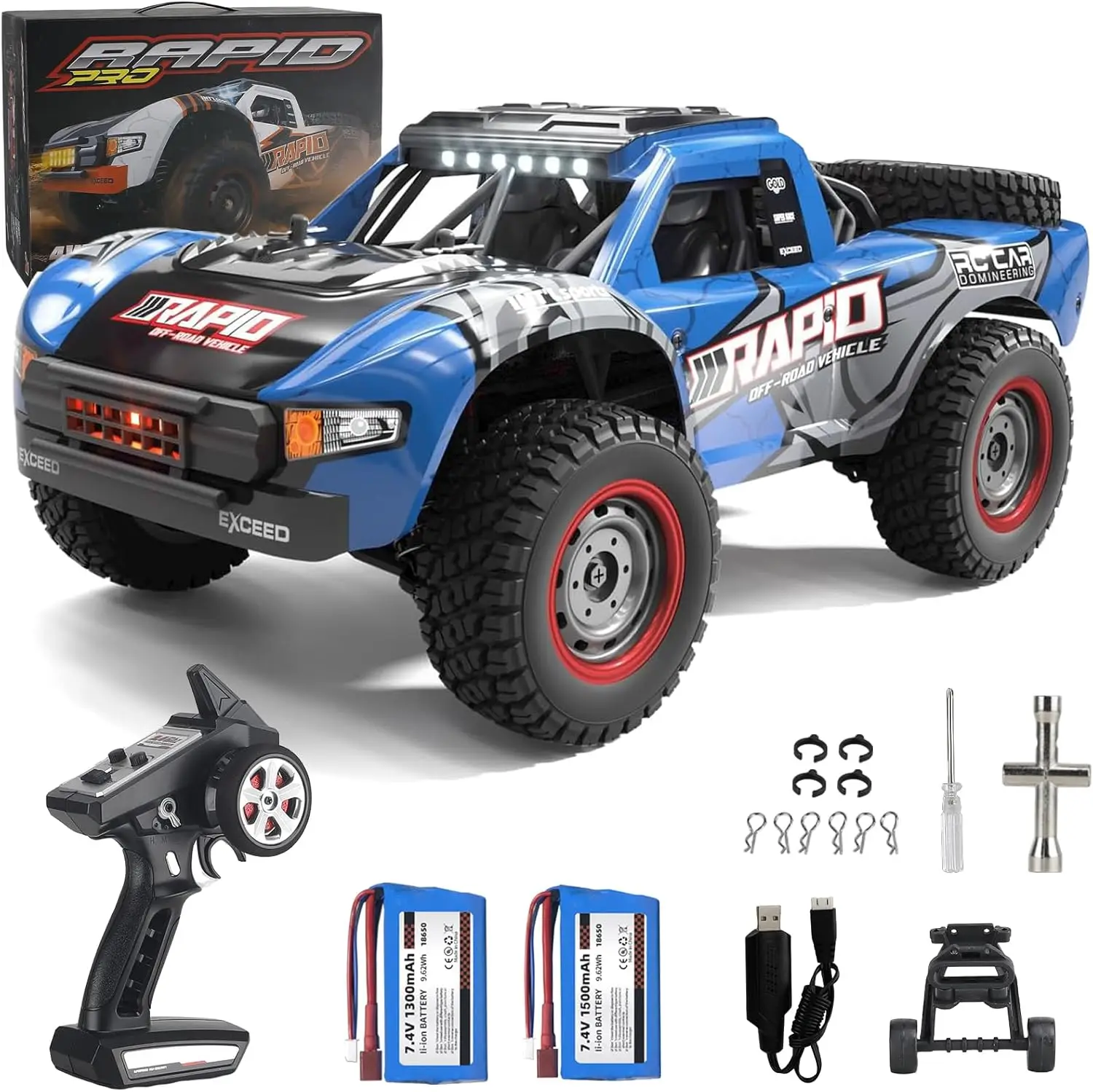 

1:14 Scale 4WD Remote Control Truck with 30 MPH Speed, All Terrain Capability, and 2 Batteries for Extended Playtime