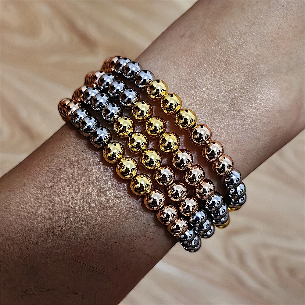 ESALE Fashion Women Bracelets Trendy Gold Plated Colorful Beads Bangles Beaded Bracelets Jewelry Accessories Gift ZB005