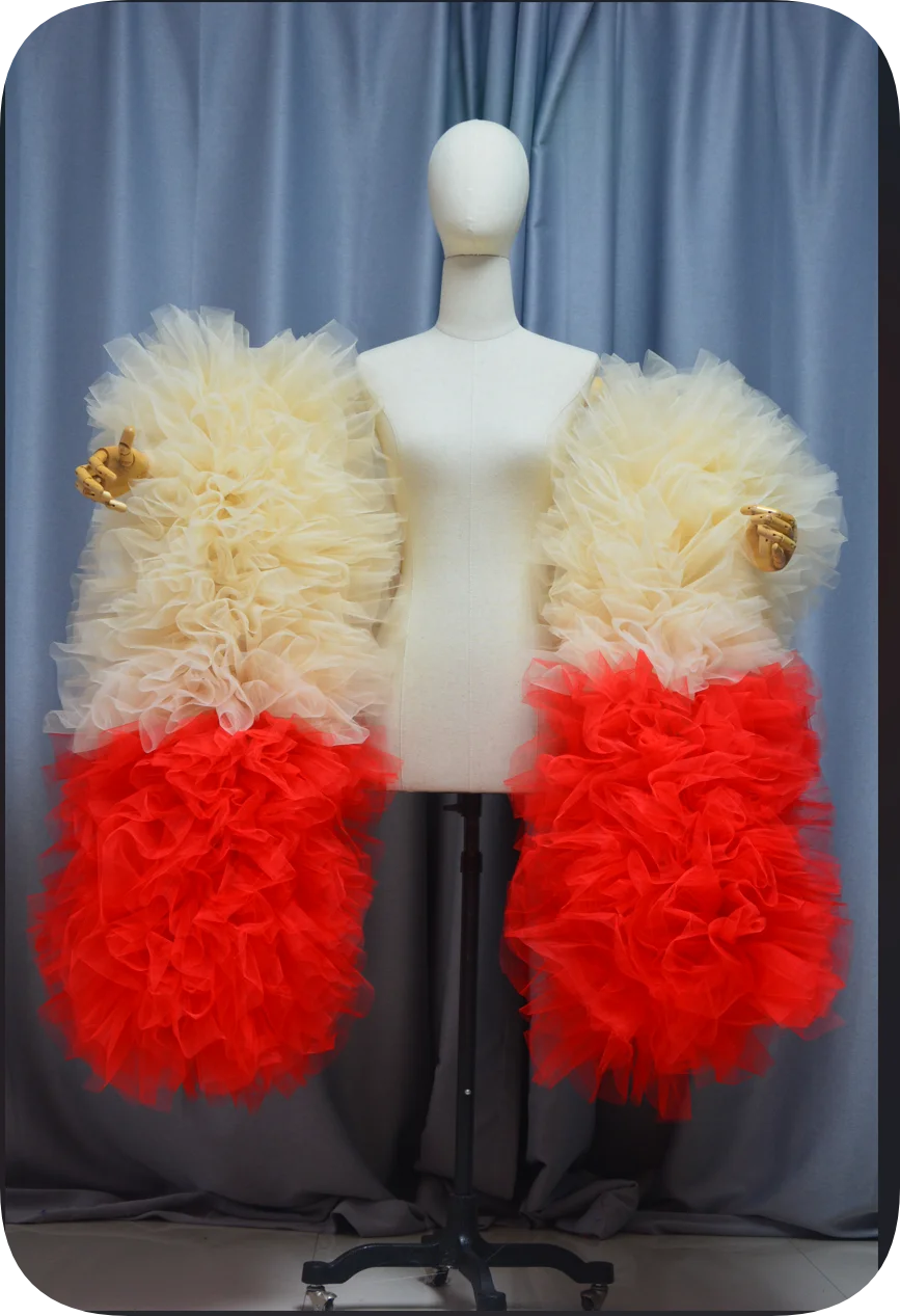 Fashion Stage Ball Party Club Bridal Tulle Boa Ruffle Shawl Wrap Wedding Accessory Drag Queen Shawl Custom Color