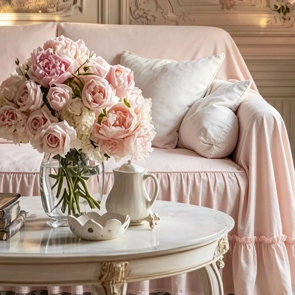 French Retro Pastoral Thickened Sofa Towel Activity Printing Dustproof Romantic Home Cream Wind Pink Lace One Sofa Cover