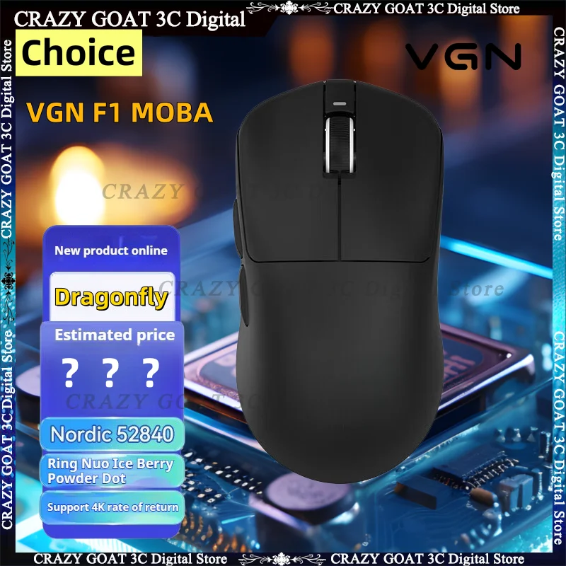 VGN Dragonfly F1 MOBA Mouse Wireless/wired 2.4g 4k 26000dpi 3395 55g Rechargeable Gaming Mouse Vgn Mice For Pc Win Mac,Black