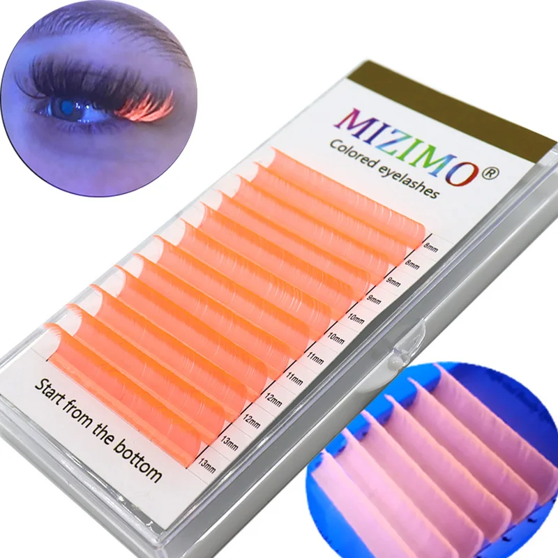 New  UV Neon Eyelash Extension Glow In The Dark Lashes Fluorescent Bright Colorful Bulk Classic For Individual Lash Extensions