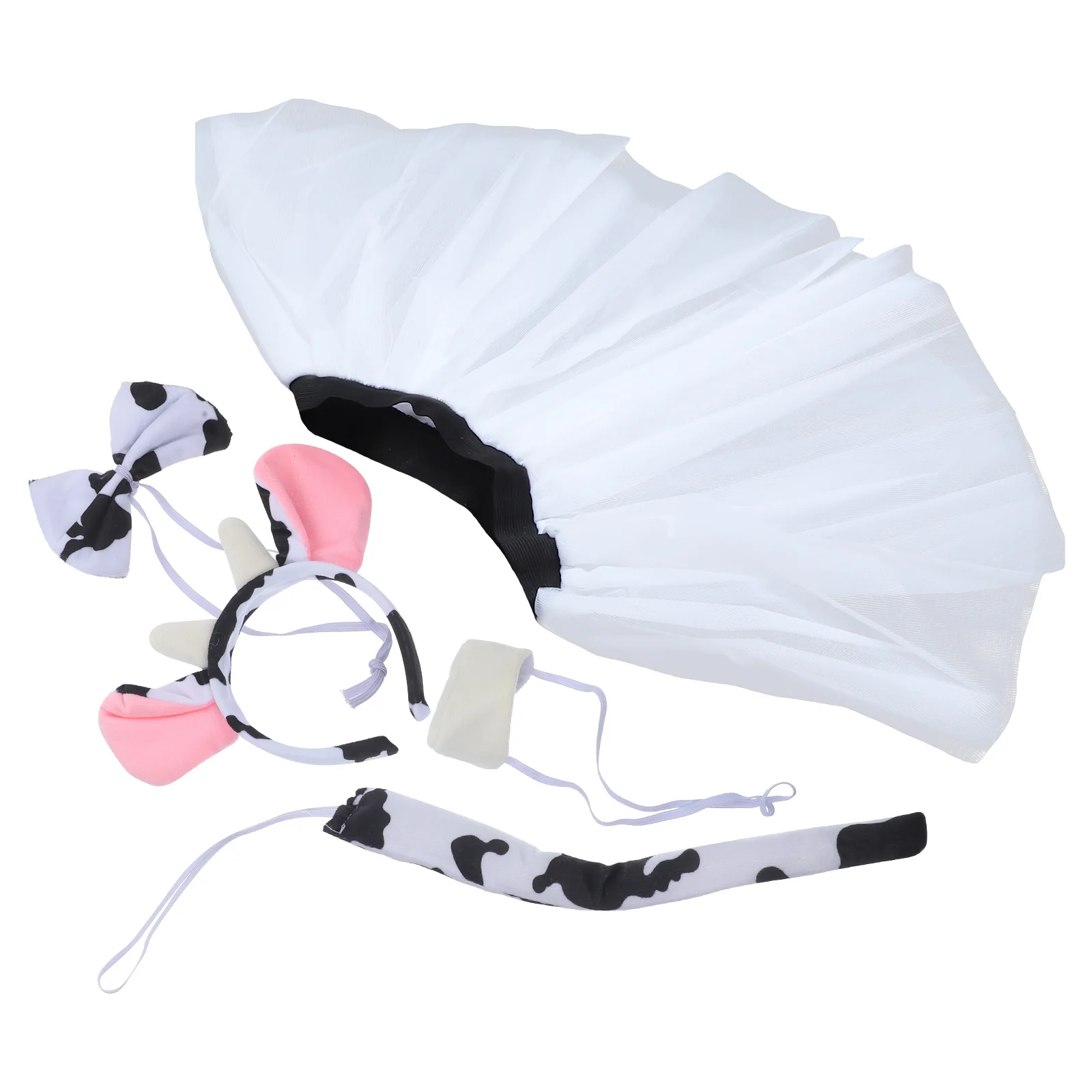 

1 set 1 Set Cow Cosplay Kit Ears Horns Headband Tail Bow Tie Skirt Nose For Halloween Animal Costume Party Kids Festival Decor