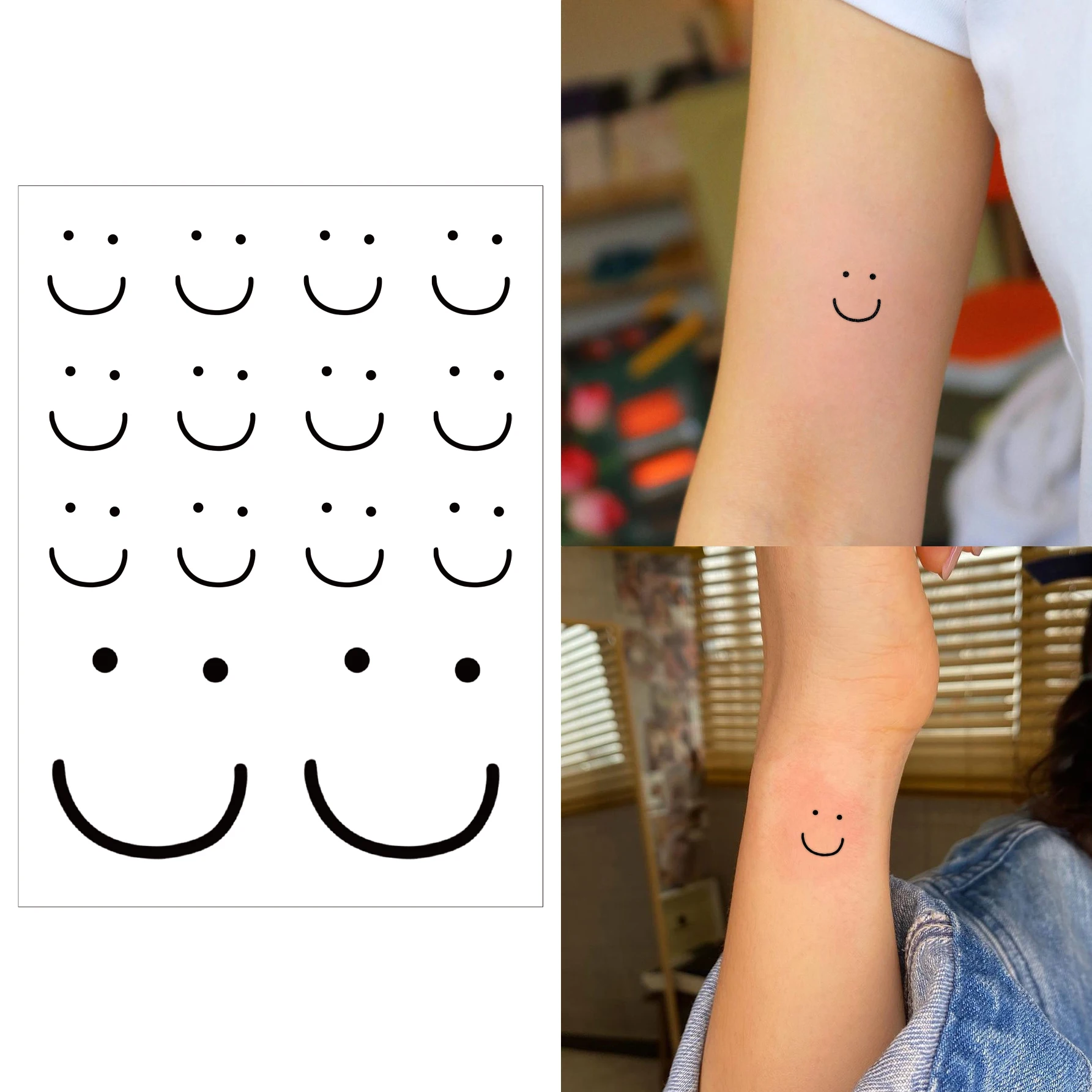 TATTOO 1pc Waterproof Temporary Tattoo Sticker Smiley Small Pattern Creatice Tattoo Fake Tatto Neck Wrist Arm Finger for Women