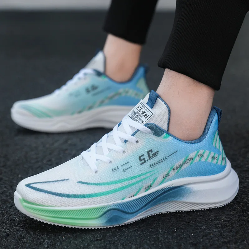 

Men's sports shoes 2025 breathable ice silk screen surface men's shoes thick-soled casual running trendy shoes