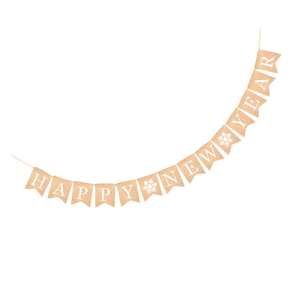 

New Year Banner Flower Garlands Holiday Decorations for Party Bunting White Years Eve