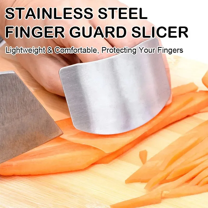 Sturdy Stainless Steel Adjustable Finger Guard Anti Cut Slicing Protection Universal Fit Kitchen Safety Tool