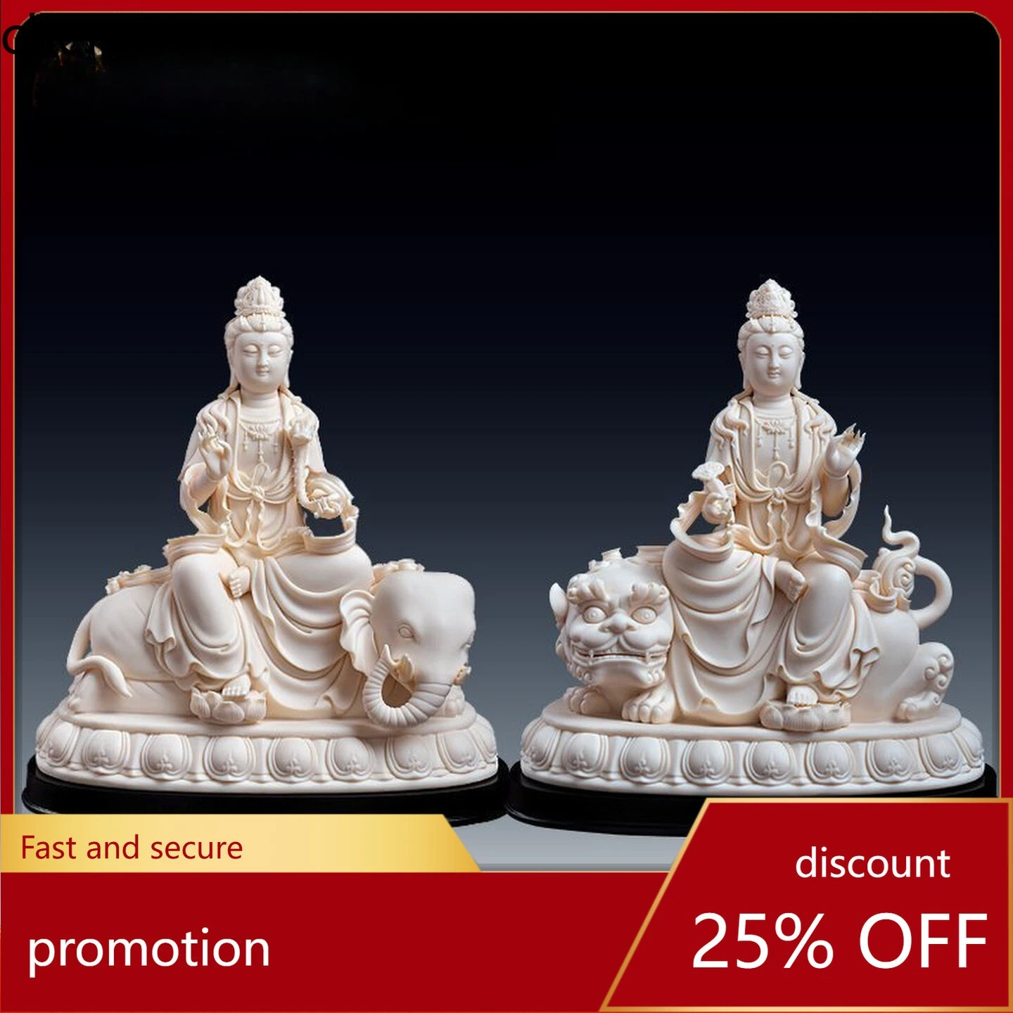 

Cz1 manjusri and puxian bodhisattva statue dehua white porcelain ceramic buddha statue for home decoration
