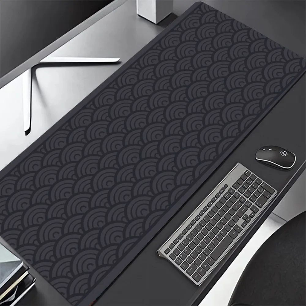 Japanese Seigaiha Wave Large Gaming Mouse Pad XL Minimalist Wave Pattern Desk Mat Extended Mousepad for Zen Home Decor