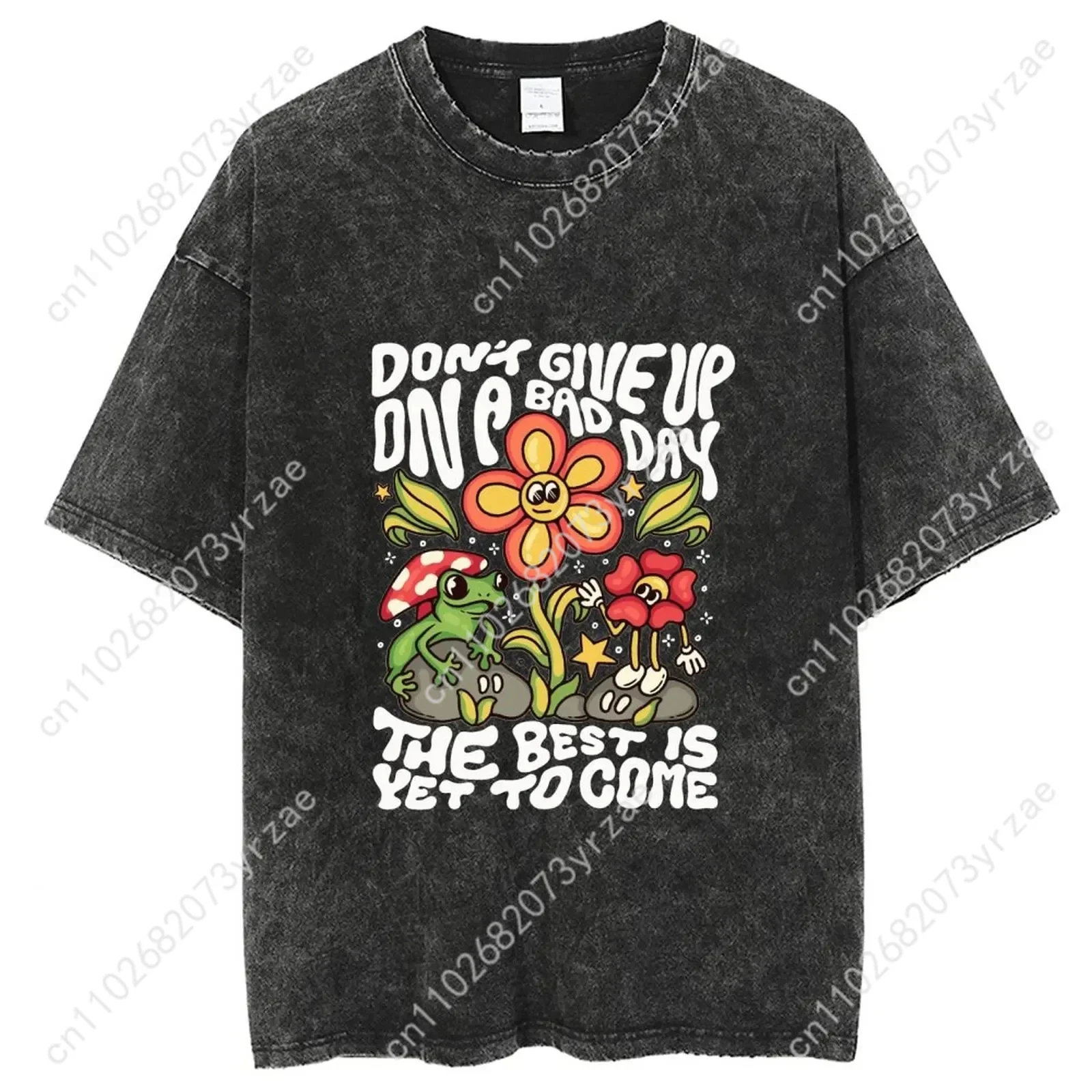 Vamos plantar um jardim mágico retro lavagem tshirt homem mulher de alta qualidade algodão manga curta moda camiseta macio respirável topos