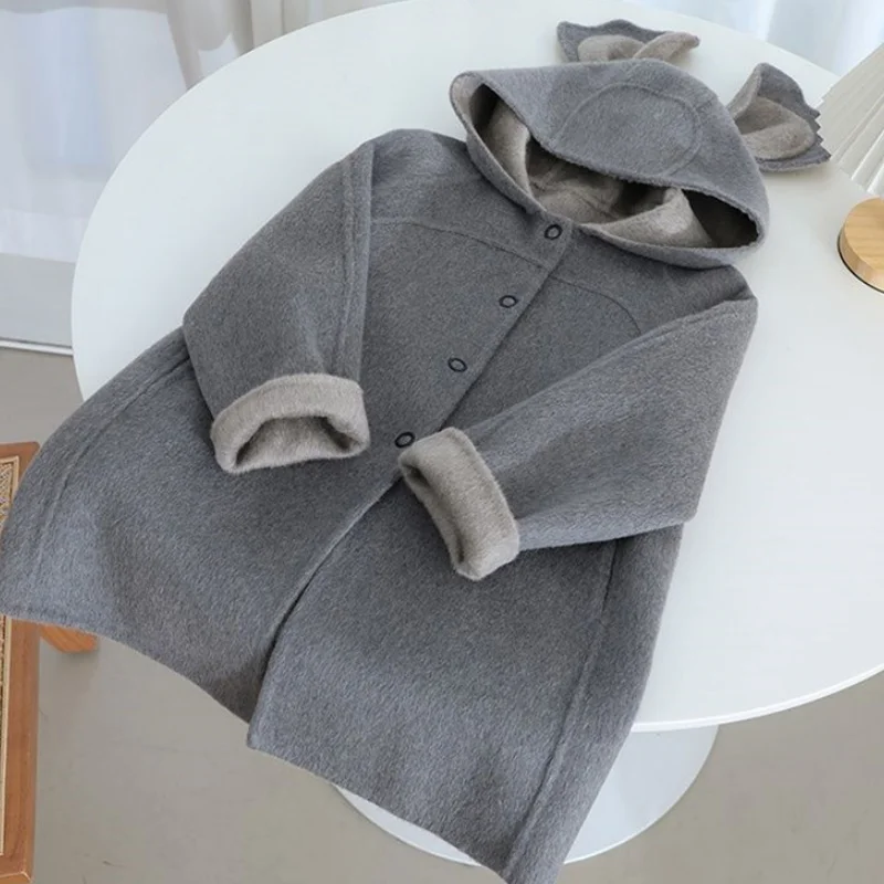 

Boys Woolen Coat Overcoat Jacket Windbreak 2024 Fashion Warm Plus Thicken Autumn Winter Cotton School Children's Clothing