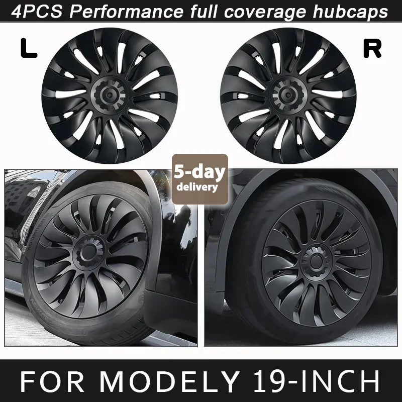 4PCS Hub Cap for Tesla Model Y Performance Full Rims Cover Wheel Cap 19-Inch Hubcap for Gemini  Accessories Wheel Parts2018-2024