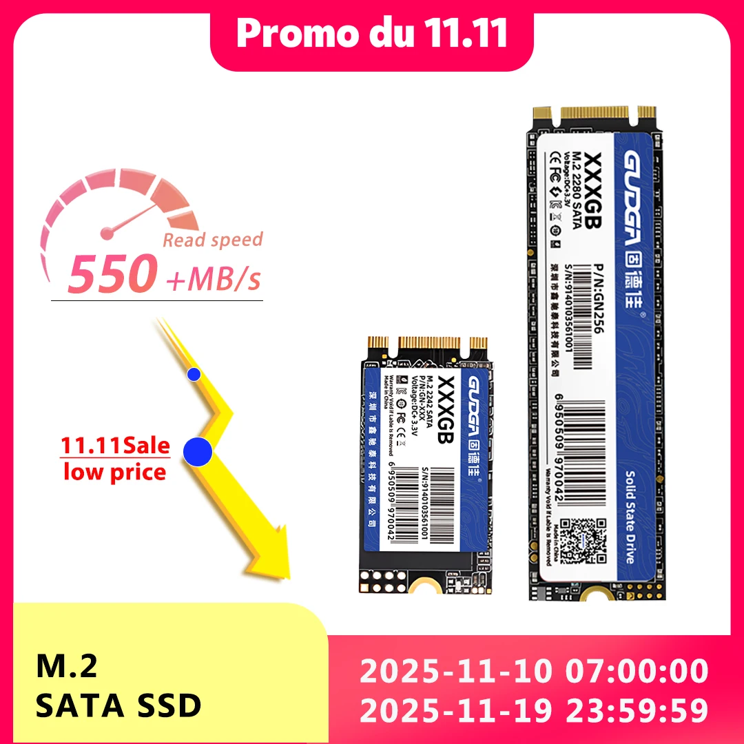 GUDGA SSD 240 go M2 128 go 500 go SATA 1 to NGFF M.2 SSD 2242 2280 256 GO à 1 TO M.2 512 GO SSD Disque dur Interne pour Ordinateur Portable/Ordinateur De Bureau/PC ssd 120 ssd 120 gb disque dur extene