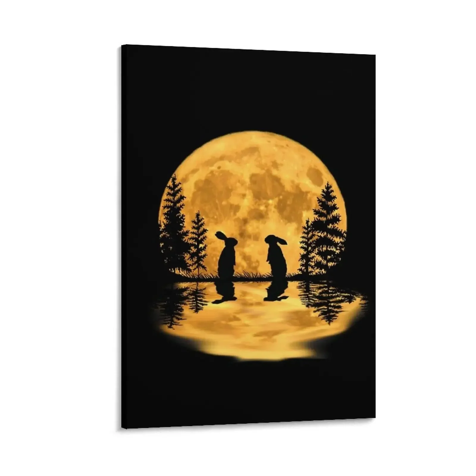 

Lovely bunny rabbit rabbits moon night sky Canvas Painting fashion wall paintings cute room decor Decoration bedroom