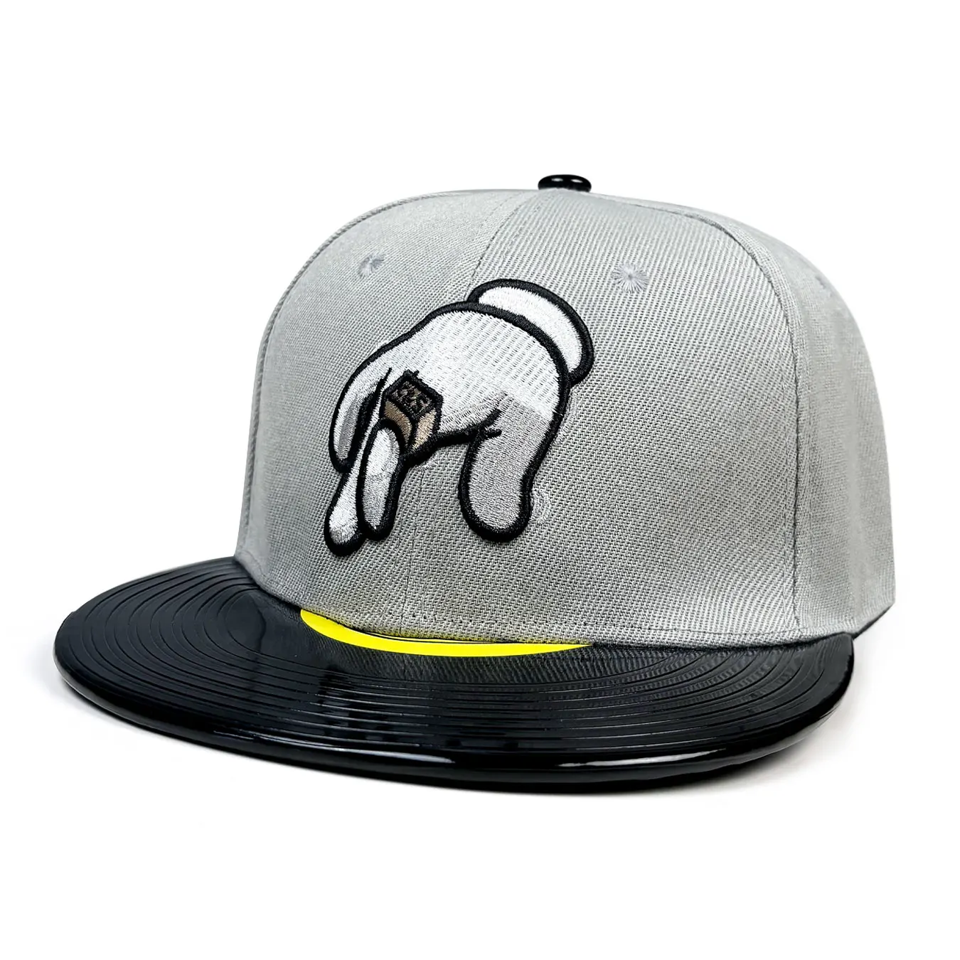 Vinyl Record Finger Baseball Cap, Adult Trendy Hip-Hop Flat-Brim Hat, Adjustable Size, Trendy Street Dance Hat, Casual and Comfortable Street Style, Suitable for All Seasons and Everyday Wear