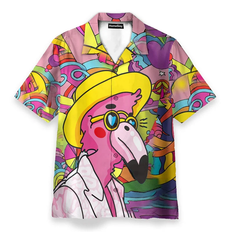 Colorful 3D Print Hippie Style Men Shirts Personality Psychedelic Mushroom Graphic Short Sleeve Blouse Summer Breathable Trend