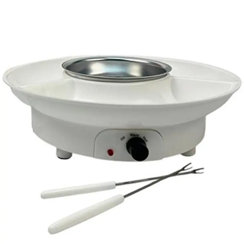 Juego de Olla Eléctrica para Fondue - Kit de Fondue de Chocolate - Control de Temperatura, Bandejas Desmontables y 2 Tenedores para Fondue