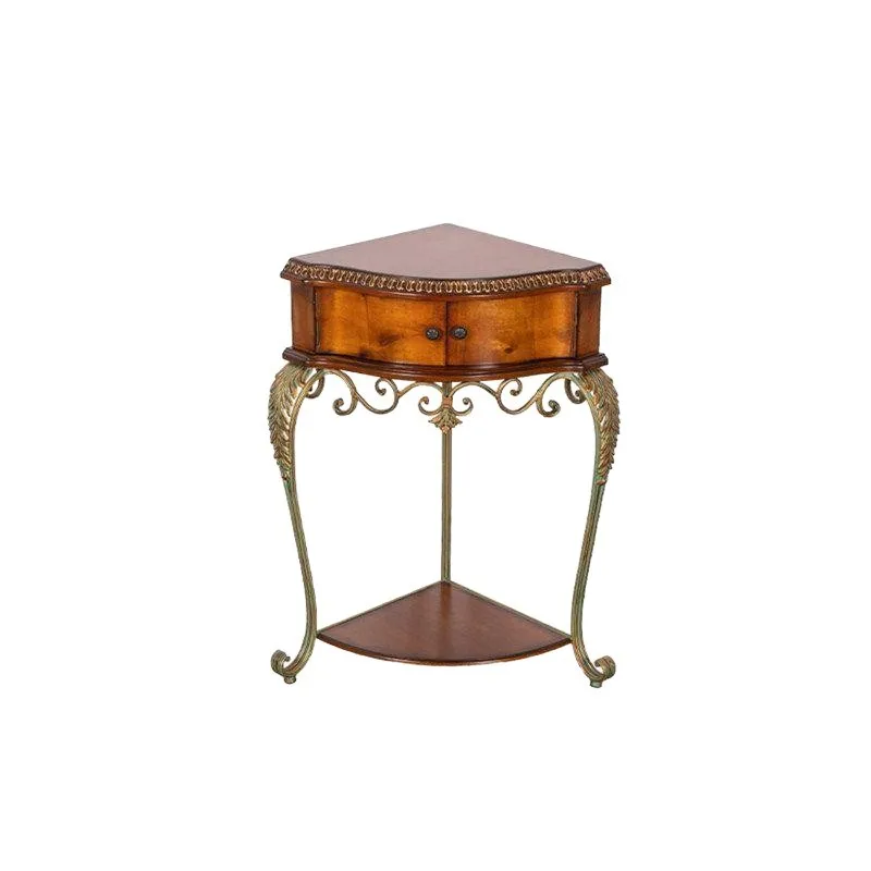 Retro solid wood triangular edge few rural corner flower stand creative living room sofa geometric coffee table