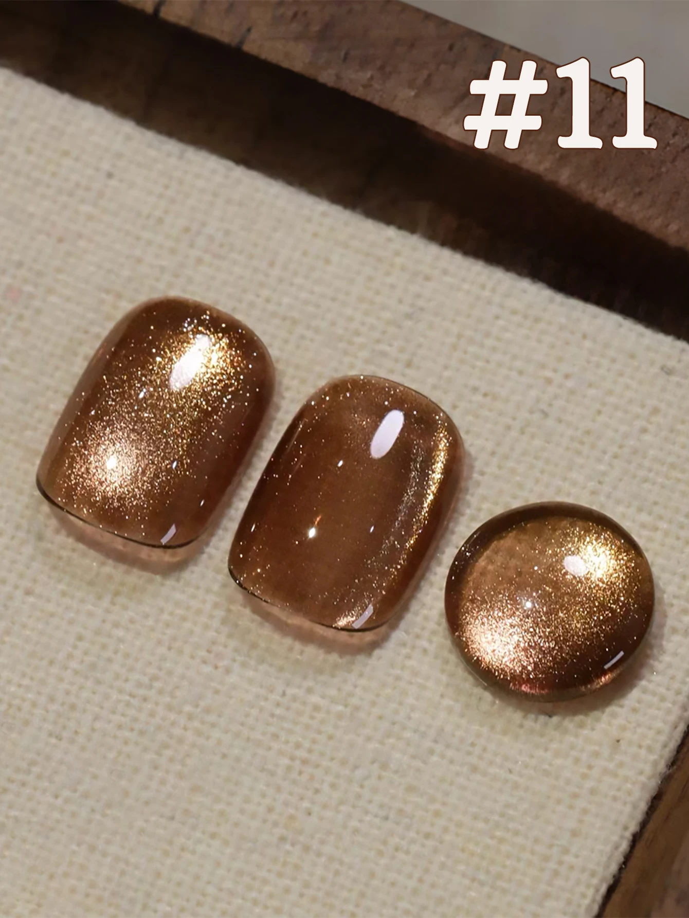 SHAKA 1-12 Stück Valentinstag Herbst Glitzer Meilad Aufhellender Karamell-Farbton Katzenauge Nagelkunst Golden Years Katzenauge Gel-Nagellack – Detail 14