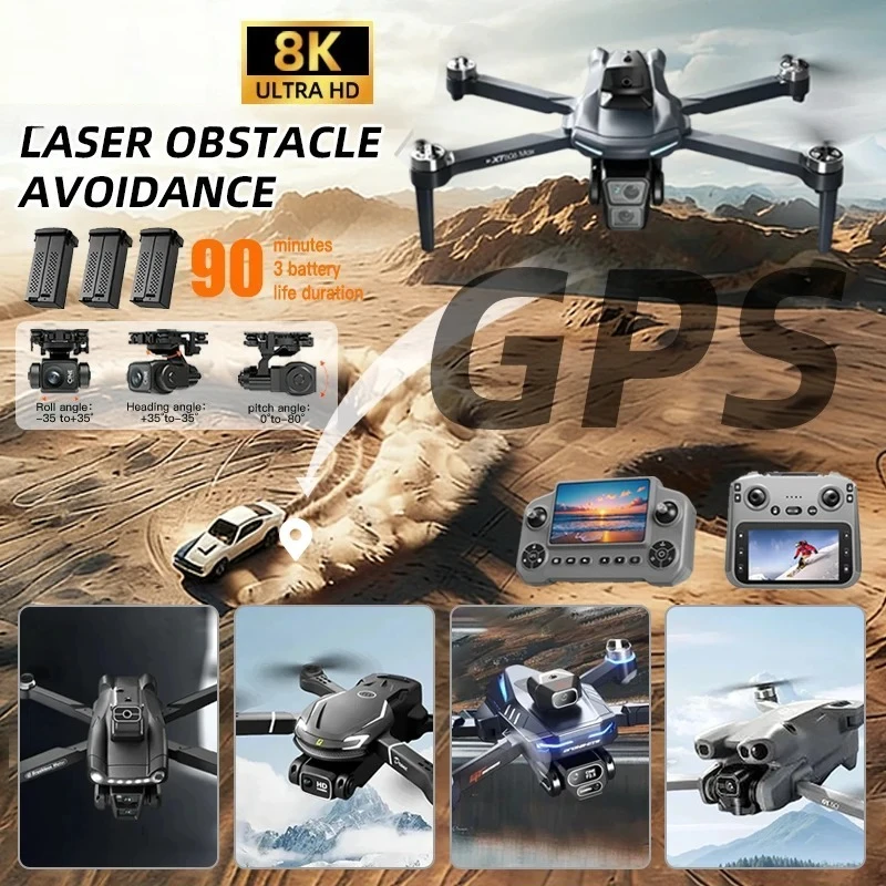 Original GPS Drone RC 8K Professional HD Aerial Photography Laser obstacle avoidance Three-axis gimbal Aircraft Quadcopter toys