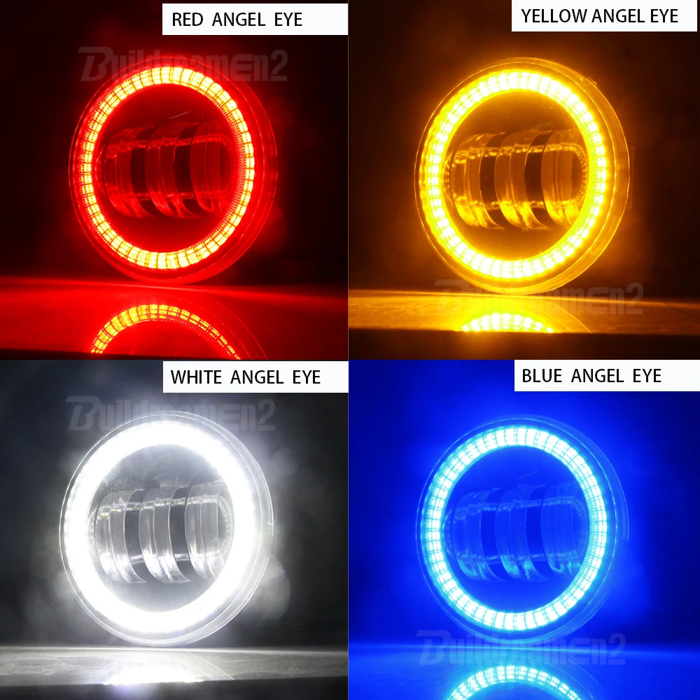 2 X Car Front Bumper Fog Light Assembly For Fiat Ducato 250-290 2014-2020 30W LED Lens Angel Eye Fog Daytime Running Lamp 12V