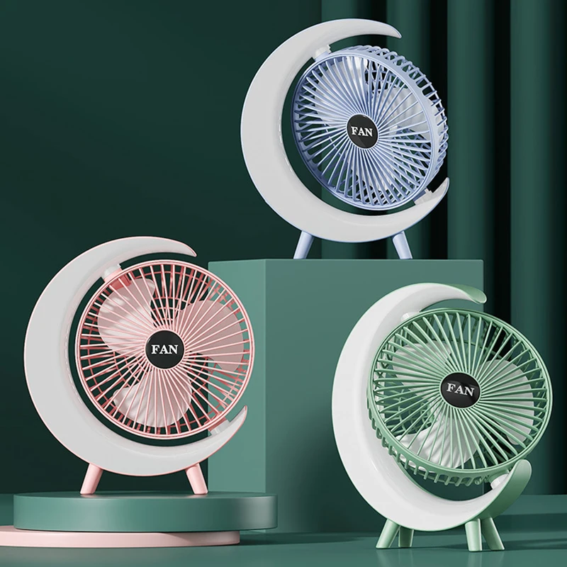 Modern Portable Fan Light USB Rechargeable Fan with Three Adjustable Gear RGB Phantom Color For Living Room Bedroom Study Lamps