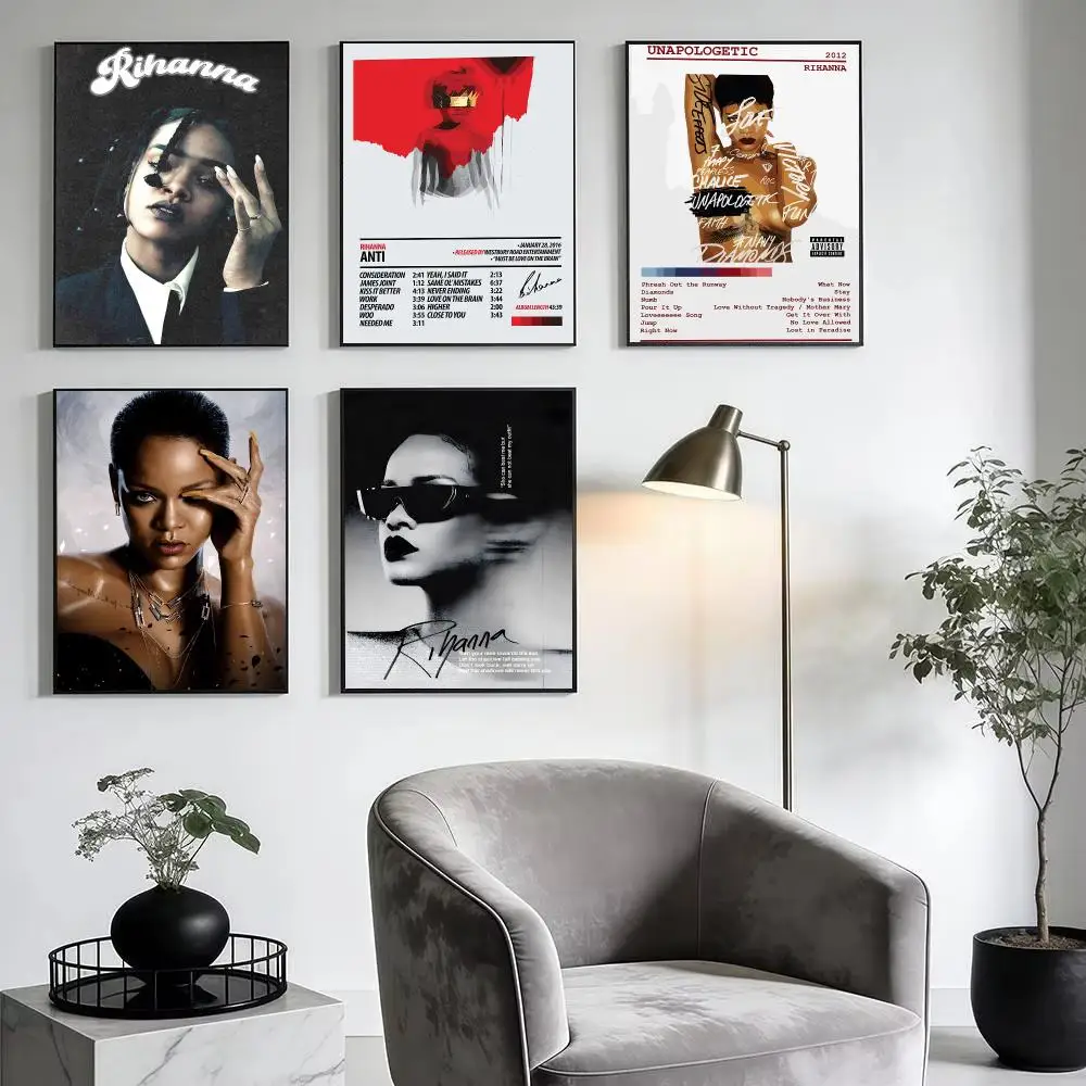 Singer R-Rihanna Music Poster Modern Minimalist Wall Art Prints for Home Decor Interior Bedroom Living Room