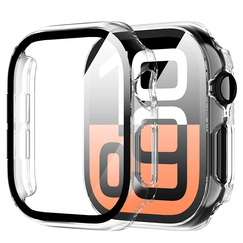 

Закаленное стекло + чехол для Apple Watch 10, 42 мм, 46 мм, матовый жесткий бампер для ПК, защитный чехол для экрана iWatch series 10, 46 мм, аксессуары