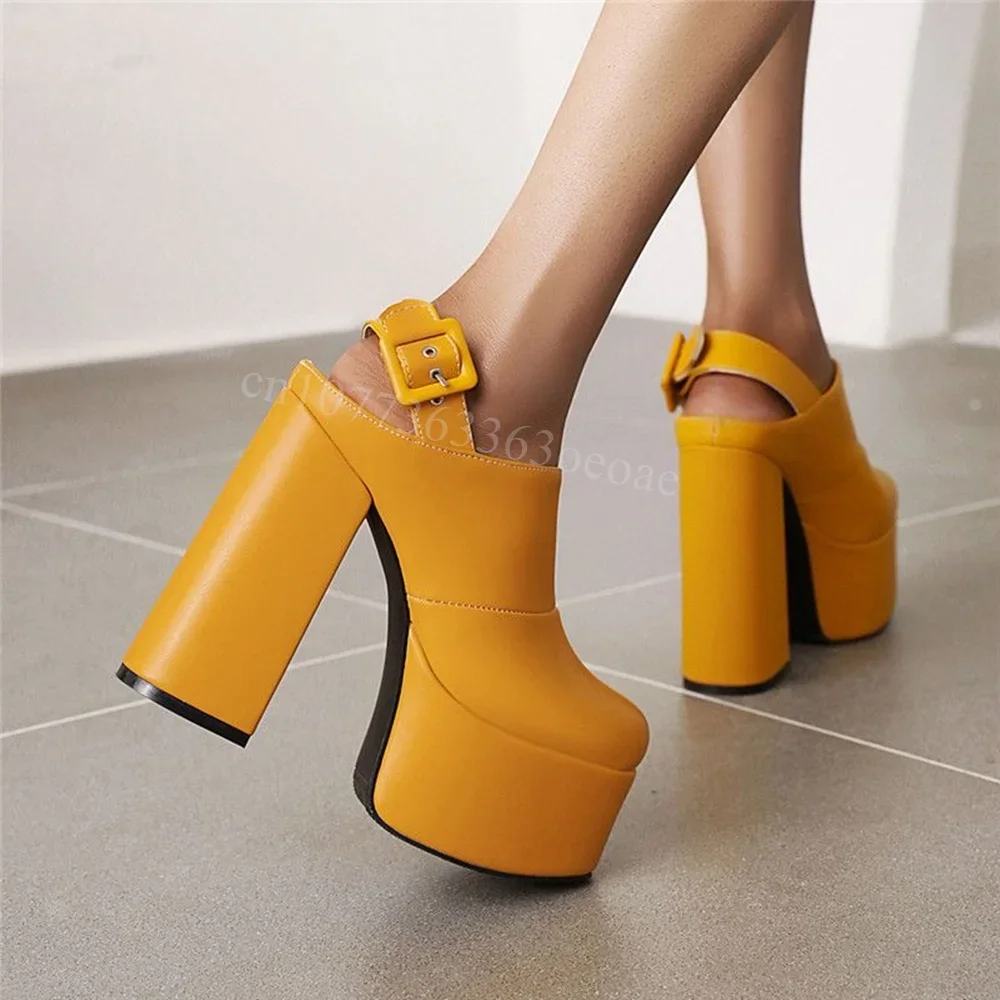 

Platform Chunky High Heels Pumps Buckle Ankle Strap Decor Shoes for Women Matte Leather Fashion Shoes 2025 Zapatos Para Mujere