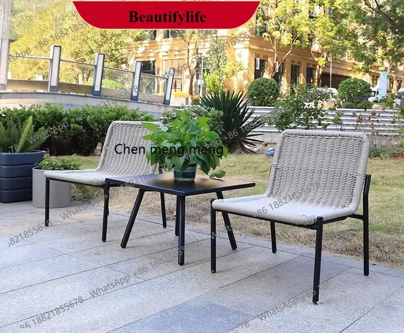 

M138Outdoor rattan sofa courtyard hotel villa leisure rattan chair balcony garden model room tea table chair combination furnit