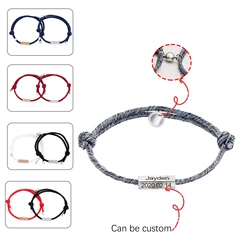 Personalized Name Couple Bracelet Magnetic Attracts Custom Engraved Initials Date Bracelets Lettering Women Charm Gifts Jewelry