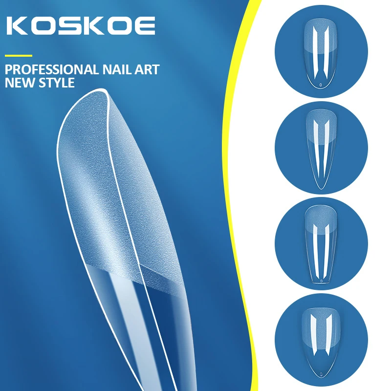 Fake Nail Tips Press on False Nail Full Cover Coffin Semi-Frosted Nail Capsule Salon Tip Accessories Tool