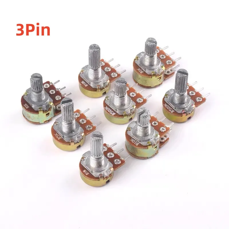 5pcs WH148 B1K B2K B5K B10K B20K B50K B100K B500K 3Pin 6Pin15mm Shaft Amplifier Dual Stereo Potentiometer