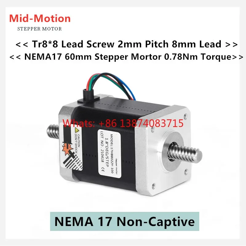 Linear Stepper Motor NEMA 17 Non-Captive Stepper Motor 60mm Length High Torqur Lead Screw Tr8*8 8mm Lead wth different length