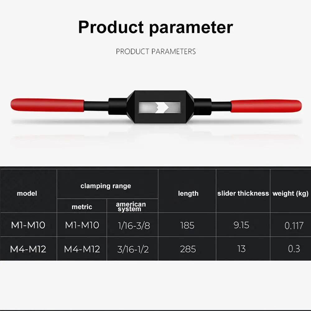 Adjustable Hand Tap Wrench Holder M1-M8 M1-M10 Thread Metric Handle Tapping Reamer Tool Accessories Taps and Die Set Tap Wrench