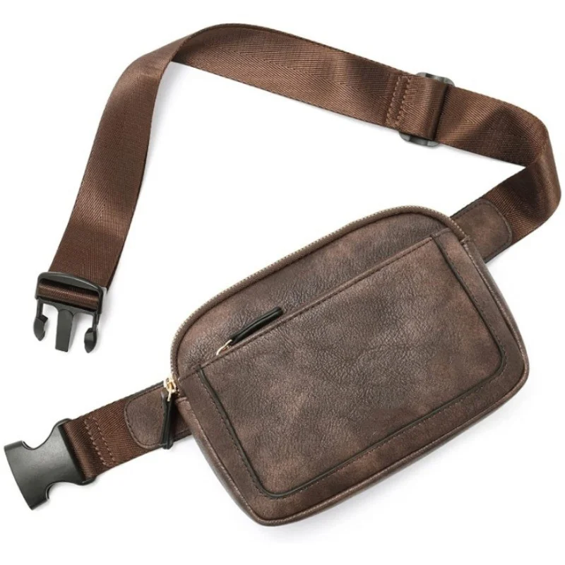 Yoga waist pack with brand logo women's portable sports bag faux leather skew bag cellphone bag adjustable strap mini chest bag