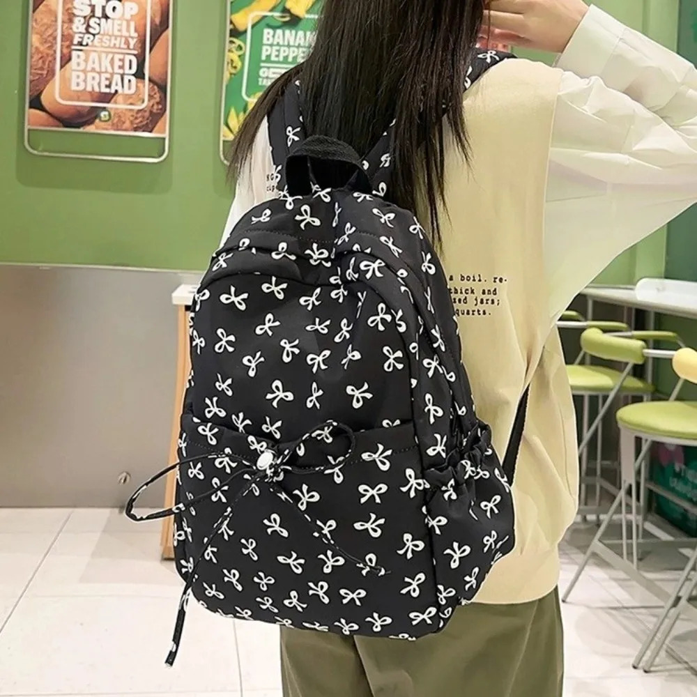 Cute Multi-Pocket Bow Shaped Backpack Large Capacity Adjustable Straps Travel Backpack Students Backpack Outdoor