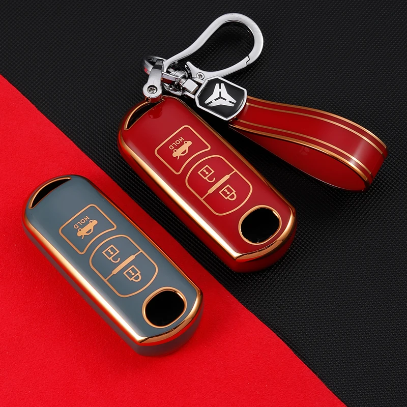 TPU Leather Car Key Case Cover Key Holder Shell Accessories For Mazda 2 3 6 Atenza Axela Demio CX-5 CX5 CX-3 CX7 CX-9 2015- 2019