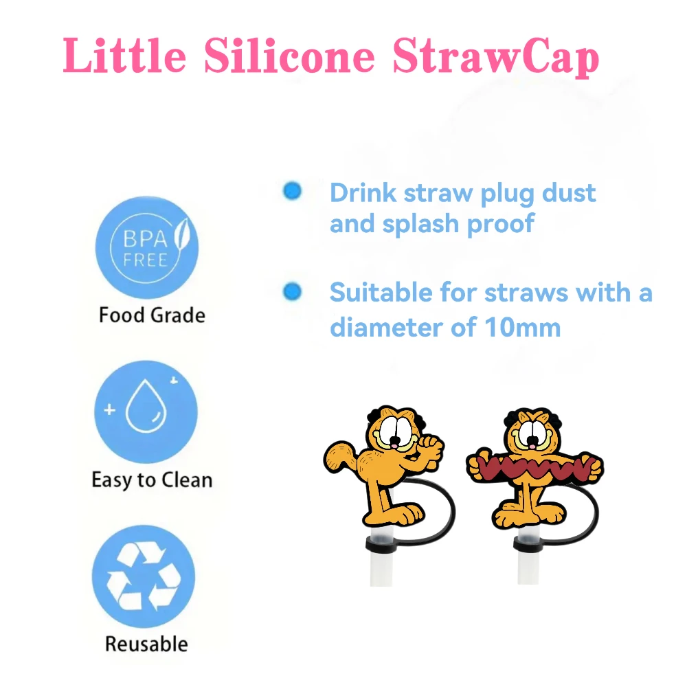 Pet cartoon Straw Toppers for10mm, Straw Caps for Glass Cup,with 30&400z Tumbler with Handle Dust-Proof Reusable Straw Cover