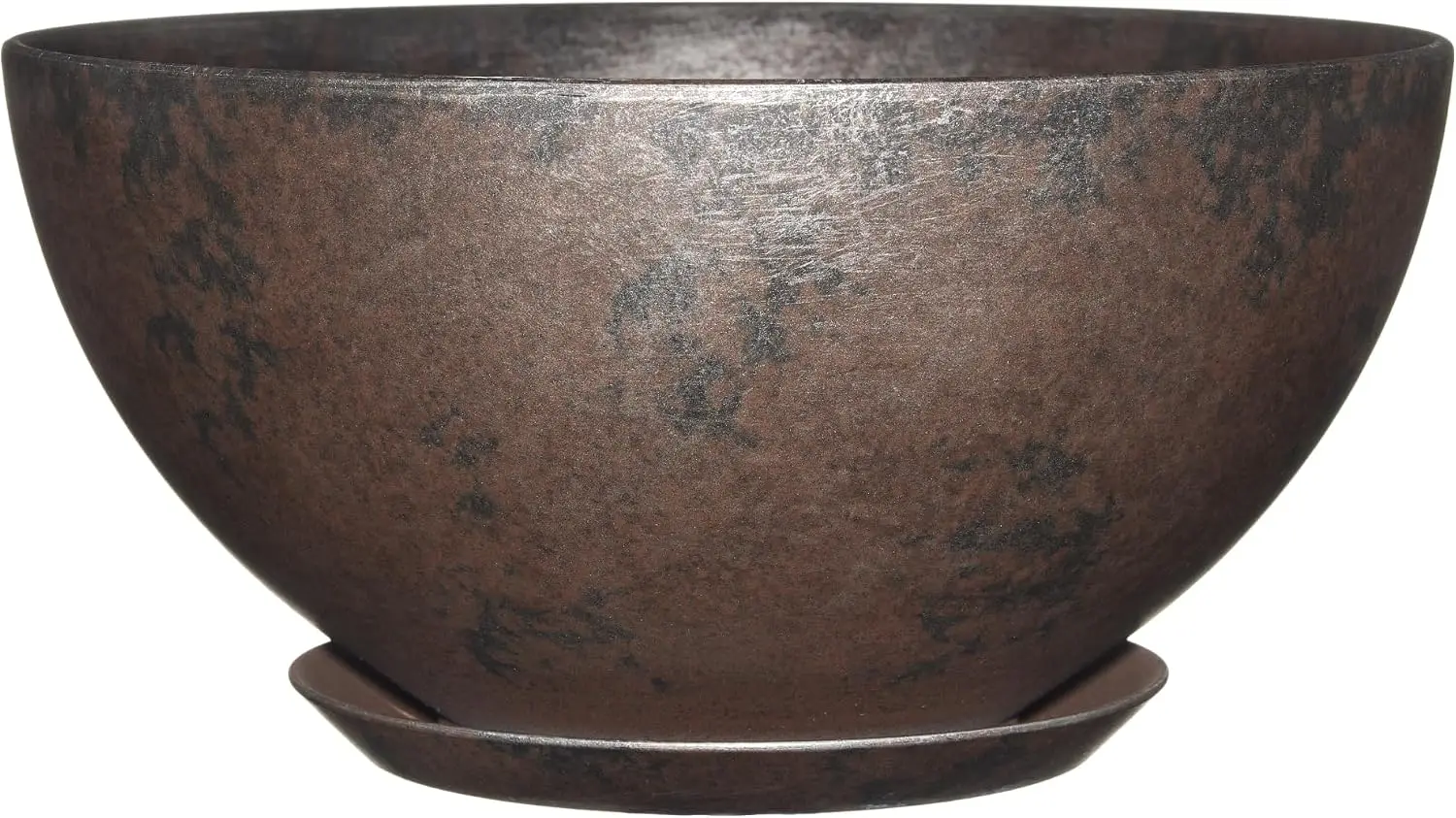10" Hand-Painted Planter Bowl with Drainage & Saucer, UV-Resistant, Lightweight for Indoor/Outdoor Use