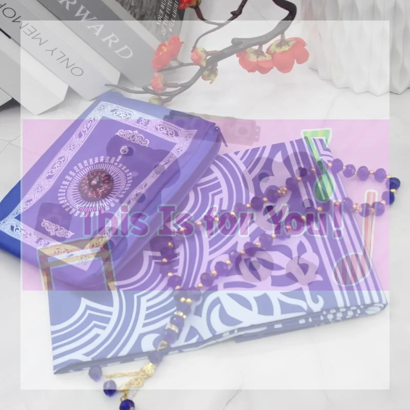 【MA】Islamic Travel Prayer Mat With Beads Portable Prayer Rug With Compass Waterproof Muslim Prayer Mat For Ramadan Gifts