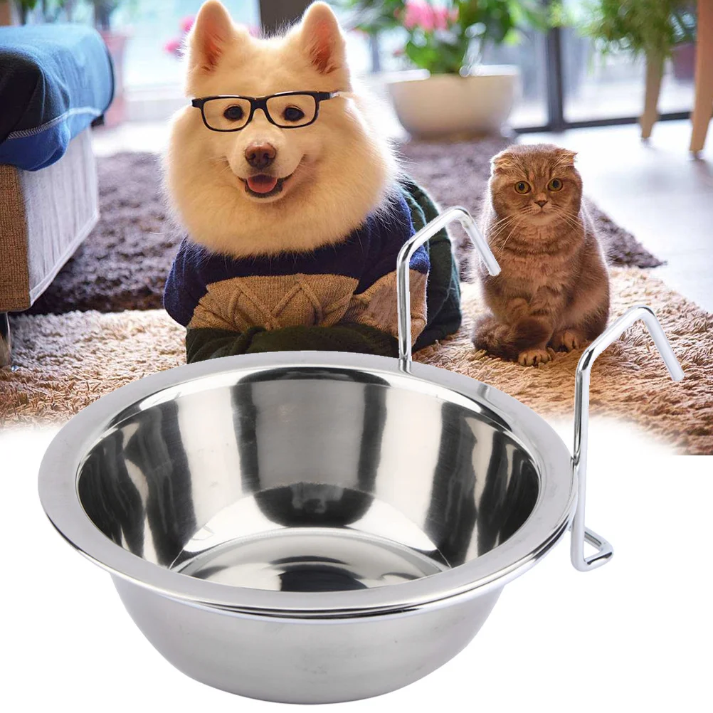 

Stainless Steel Food Water Bowl Size M Hanging for Bird Crates Cages Easy Install Durable Rust Resistant Dishwasher