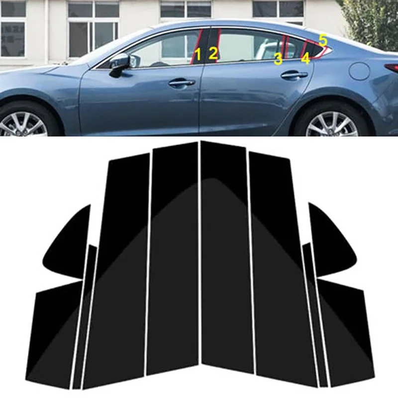 Window Trim Door Pillar Posts Cover Car Exterior Sticker Black Fit for Mazda 6(GJ1/GL)Sedan 2014–2021 For Mazda Atenza 2013-2019