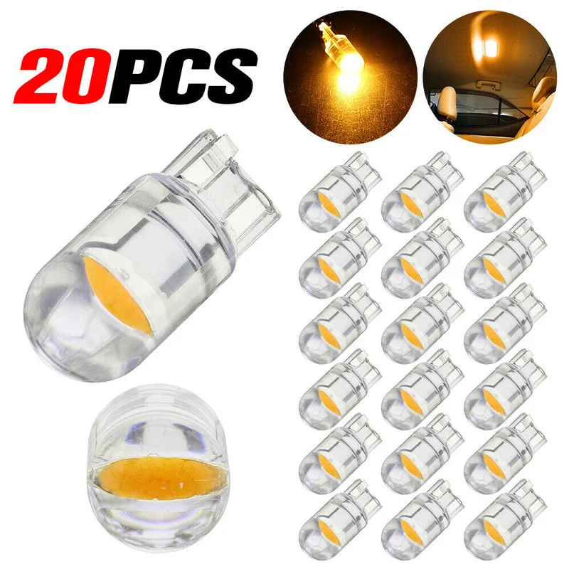 

20Pcs T10 COB LED Light Bulbs 12V Car Interior Lights Dome Lamp Map Reading License Plate Light Bulbs Universal Car Accessories