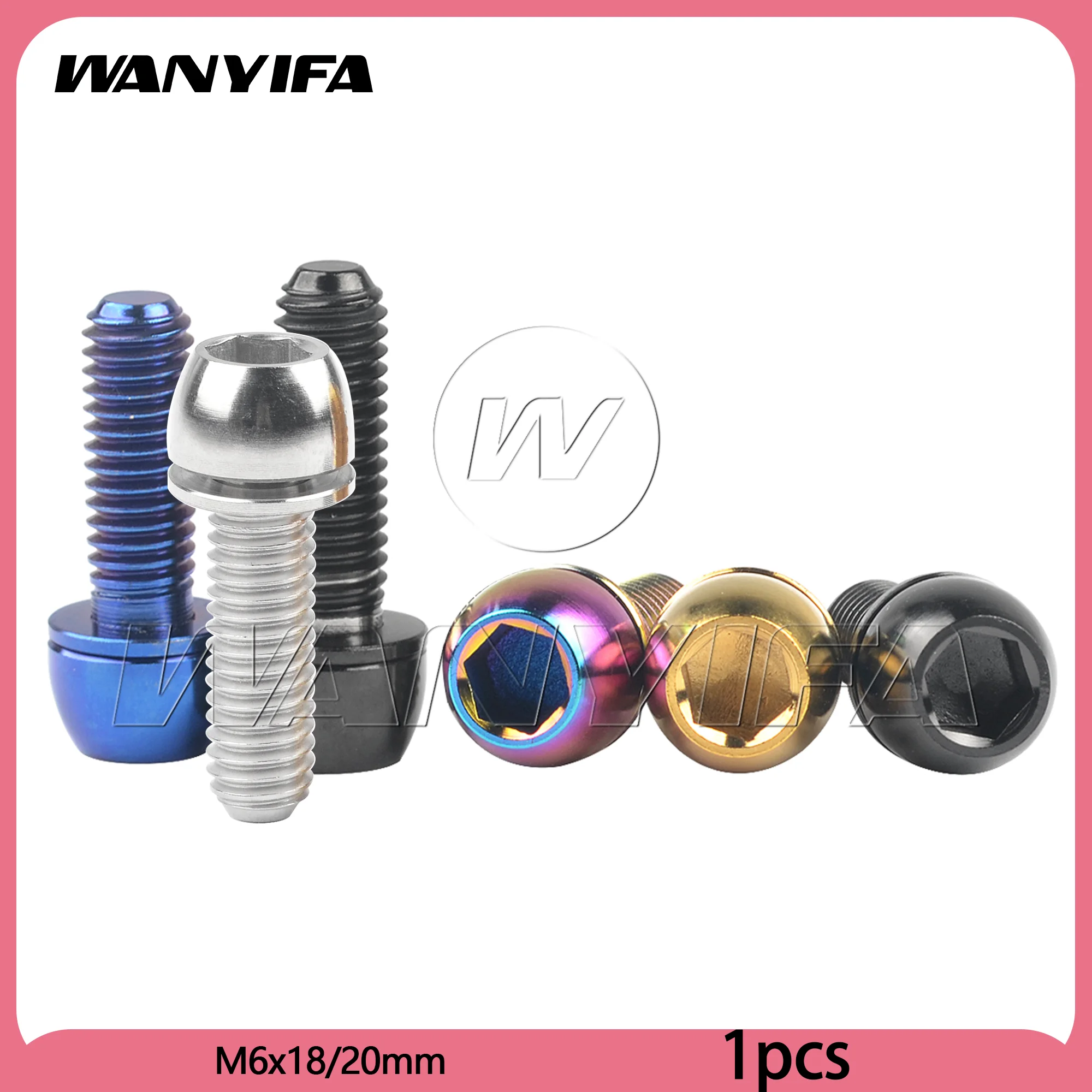 Wanyifa  Titanium Bolt M6x18/20mm Flat Button Hex Head with No shedding Washer for Bicycle Brake Fixing Ti GR5 Fateners