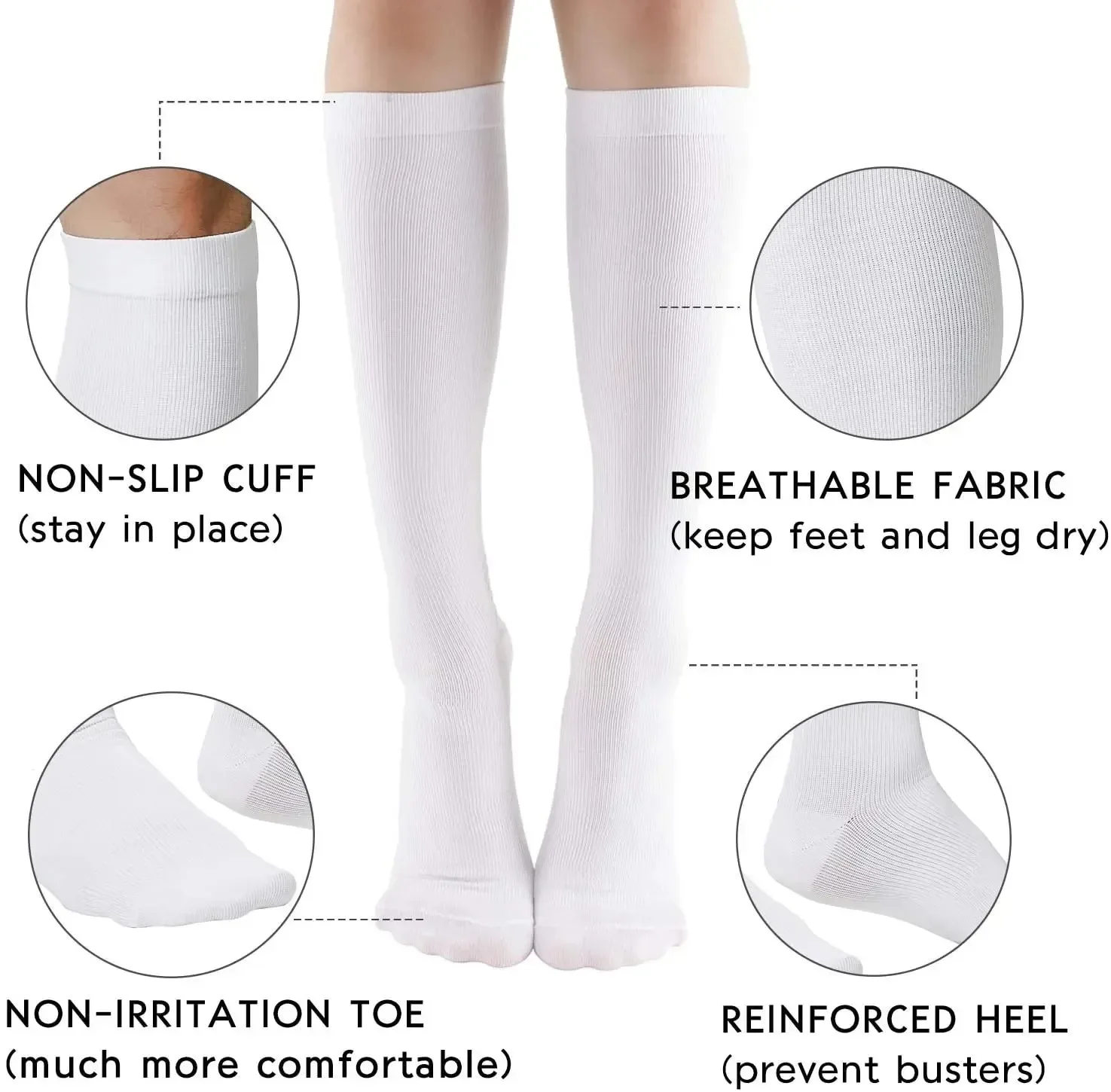 

1 Pair Soild Color Compression Stockings Ankle Sock Black White Tube Socks Academic Style Lolita JK Girls Warm Knee Socks