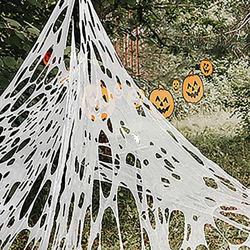 

OurWarm 8m Halloween Decorations Outdoor Spider Web Giant Stretchy Netting Spider Webbing Ripped Cobweb Haunted House Prop Decor