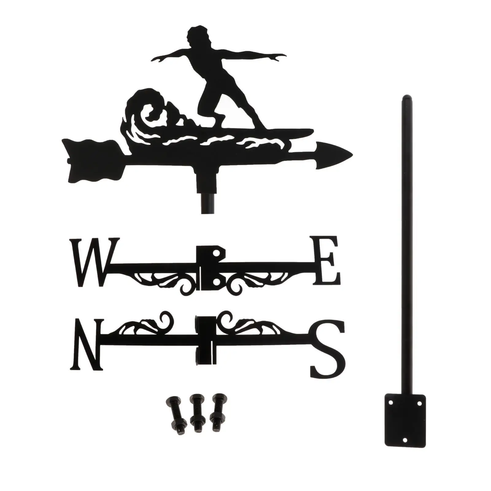 Iron Weather Vane Wind Vane Wind Direction Indicator Roof Mount for Farmhouse Garden Patio Crafts Ornament
